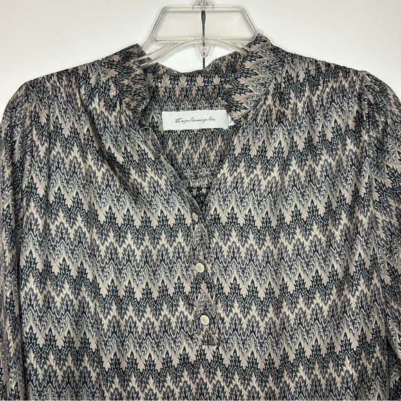 T-Bags LA Chevron Tunic Dress Gray White XS Boho Casual - Picture 2 of 14